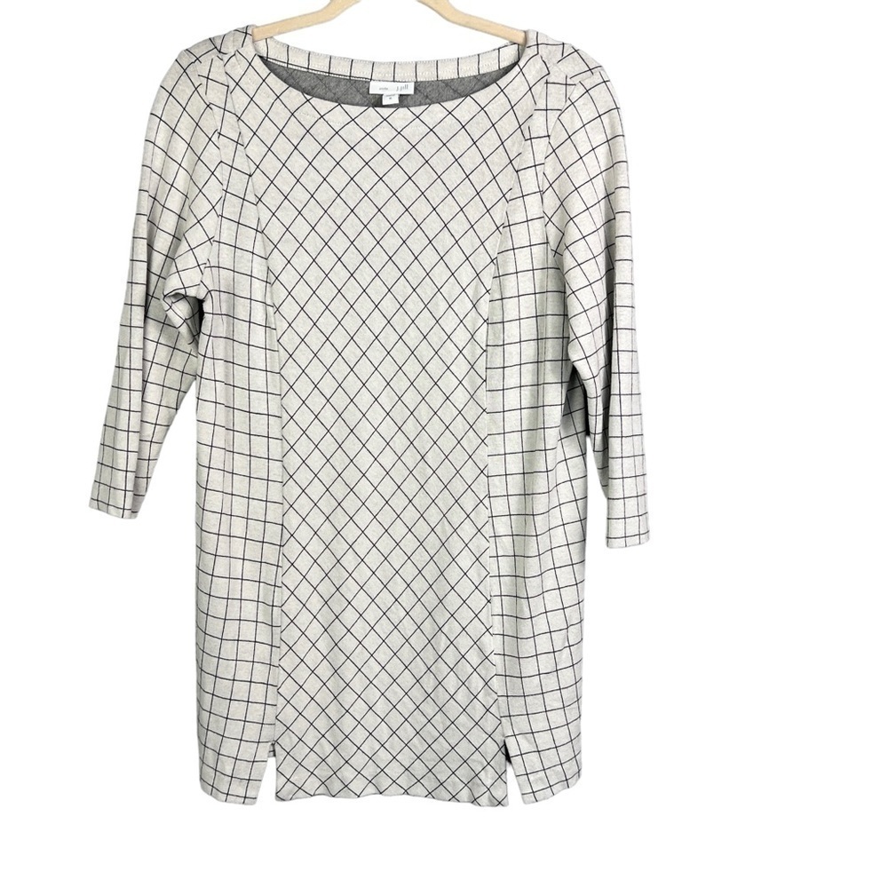 J.Jill Ponte Knit Tunic Top Off White/Black Stretch Size Medium